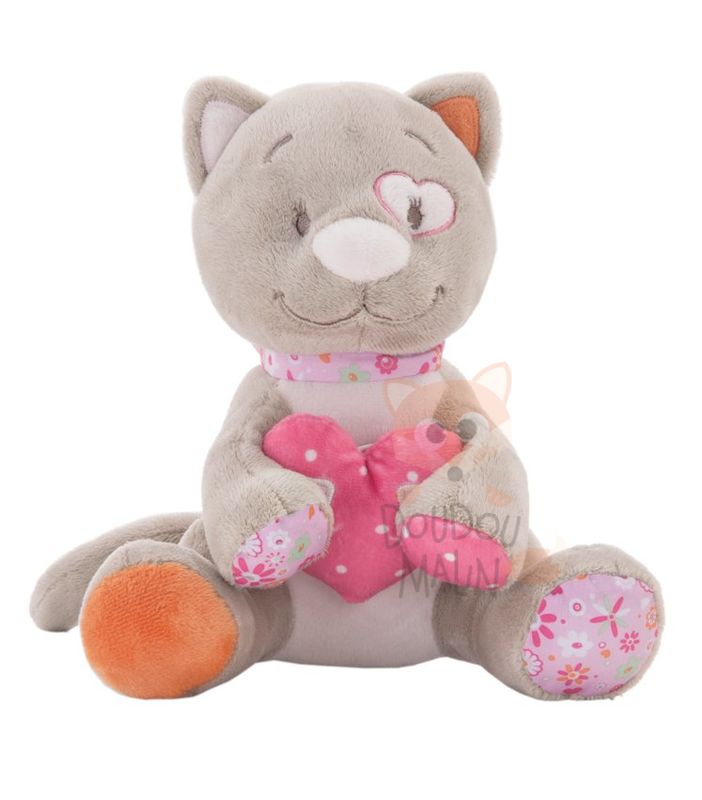 Noukies iris & babette musical box cat grey orange pink heart 